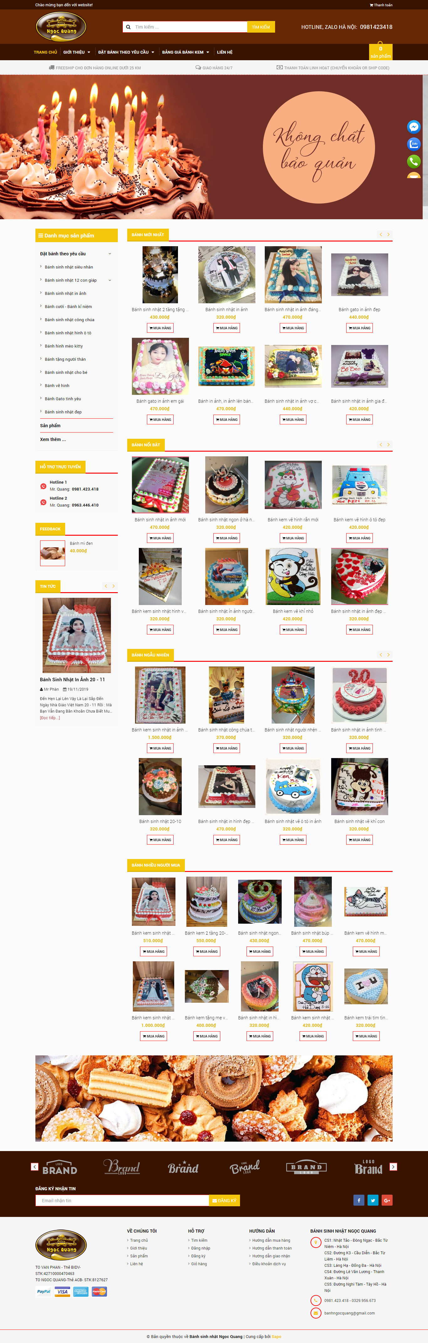 Thiết kế web giá rẻ bán bánh ngọt, bánh sinh nhật