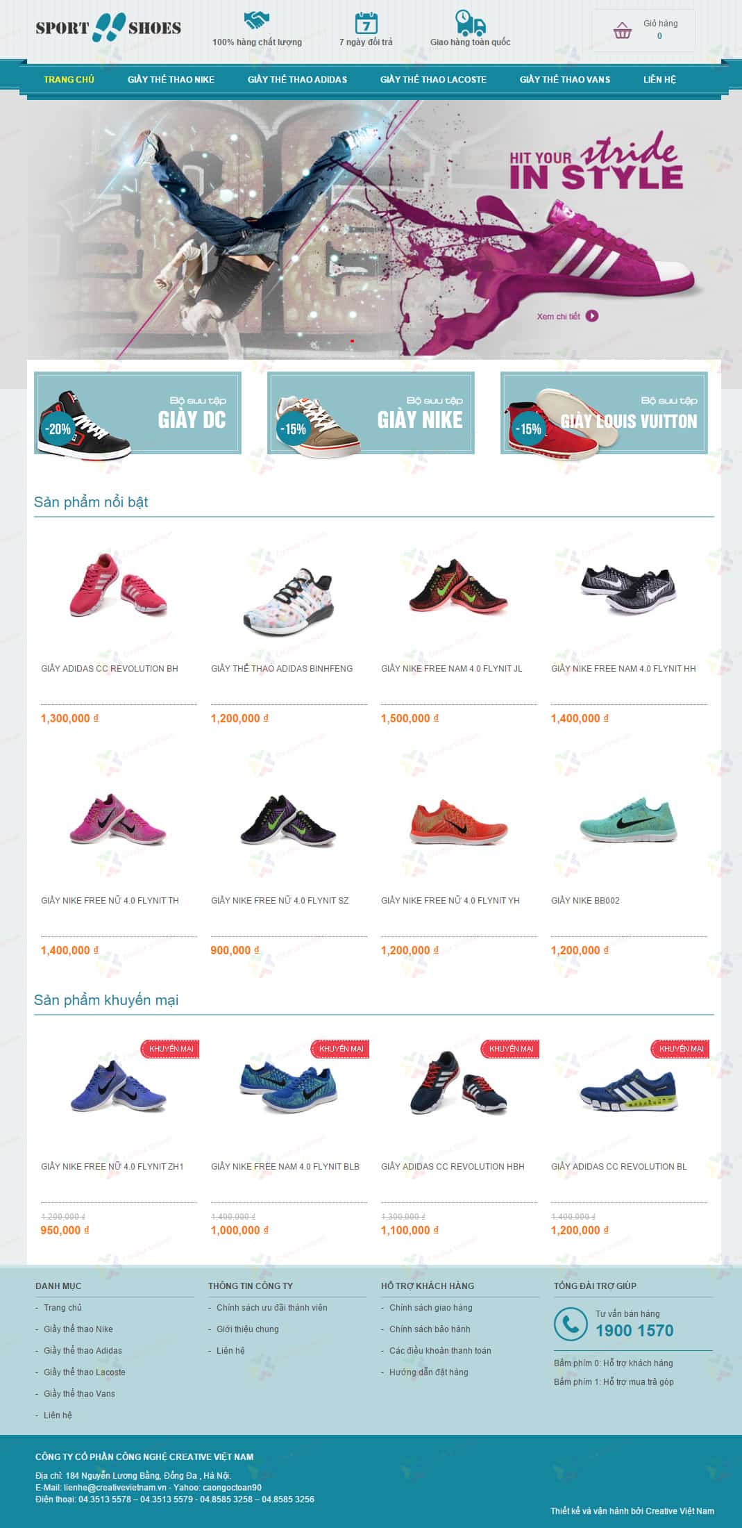 Thiết kế web giá rẻ giày thể thao