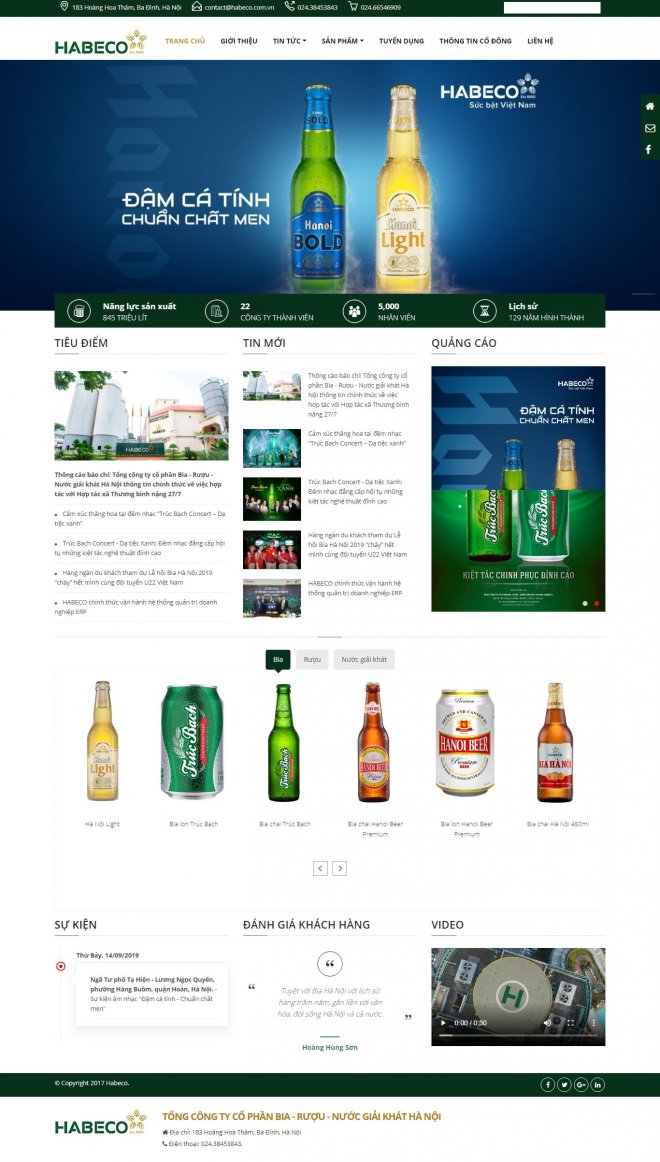 Thiết kế web giá rẻ bia, rượu, nước giải khát