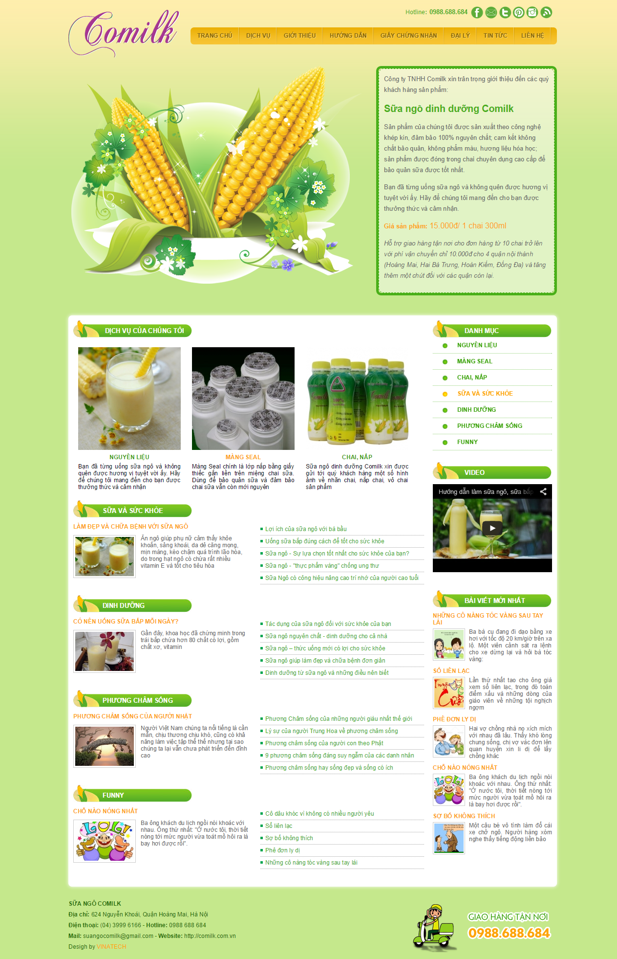 Thiết kế web giá rẻ bán sữa ngô - Webgiarehanoi.com